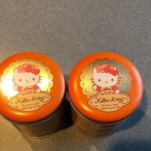Hello Kitty Striped Orange Tin with Cute Design